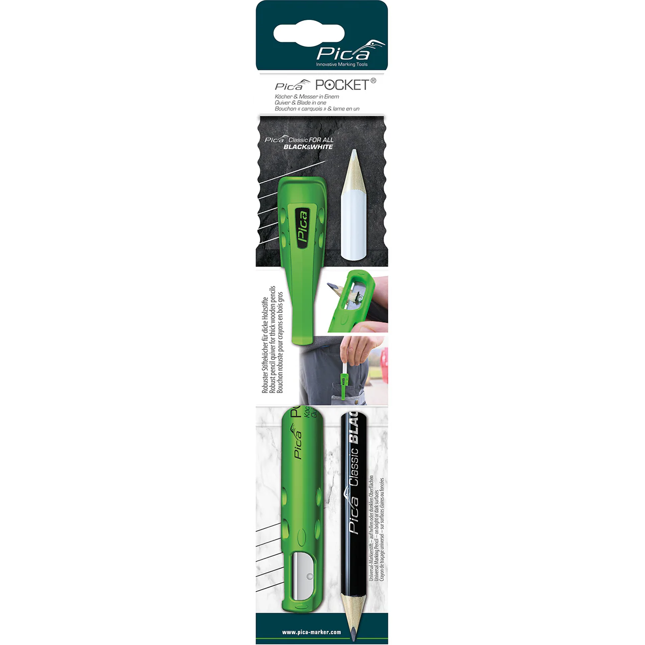 Pica Pocket + FOR ALL Black & White Pencil Blister Pack - 505/03